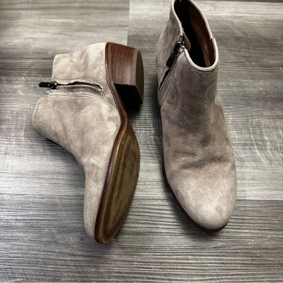 Sam Edelman Petty Ankle Boots Womens Beige Leather Side Zip Booties size 7.5 M - Picture 4 of 13